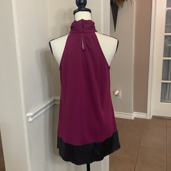 INC International Concept BE MYSTERIOUS boysenberry/gray sleeveless tunic halter - Picture 3 of 16